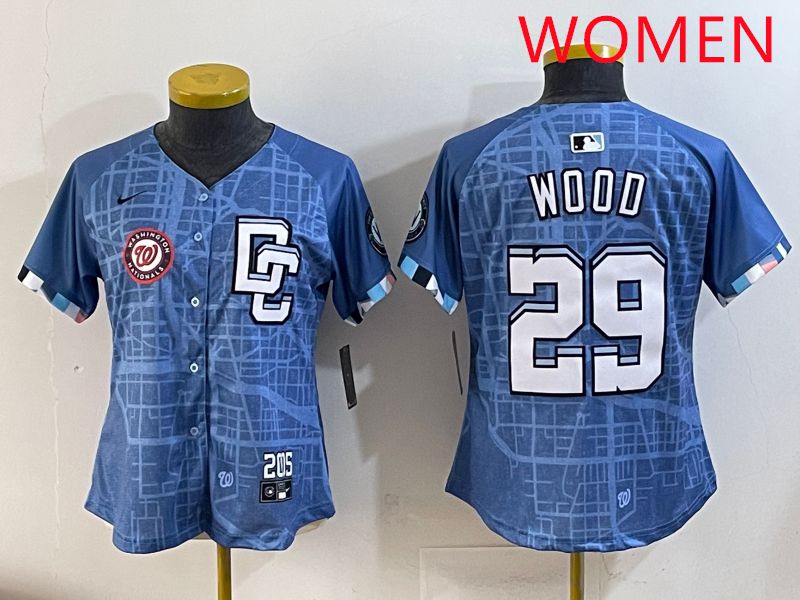 Women Washington Nationals #29 Wood Blue Joint Name 2025 Nike MLB Jersey style 5